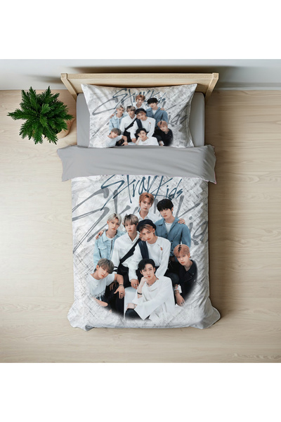 hediyechy Gift Duvet Cover Stray Kids 3D Printed Single Size Bedding Set Without Bed Sheets