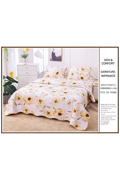 CHIRASO Microfiber Quilted Duvet Set, 2-Sided, 3-Piece, Duvet Cover 220x240cm, 2 Pillowcases