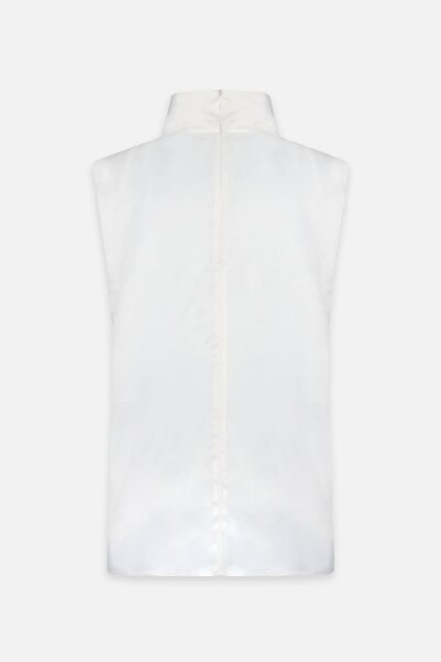 Setre Cream Drape and Collar Detailed Sleeveless Blouse