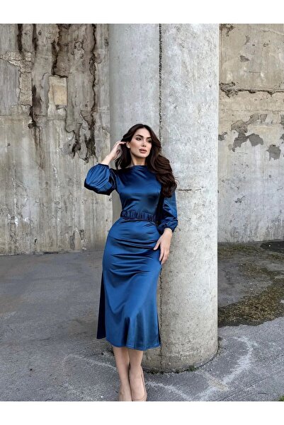 zoezoe Calia Kemer Detay Saten Elbise 95416