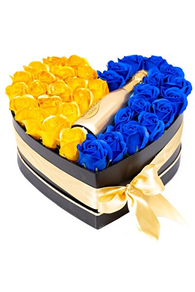 Colorissima Aranjament floral Bottega Blue Gold, 35 trandafiri de săpun, Colorissima, 30 cm