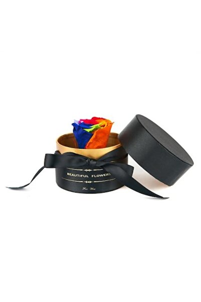 OEM Trandafir criogenat multicolor în cutie neagră de satin