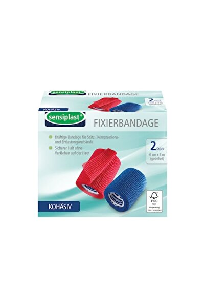 sensiplast Σετ 2 αυτοκόλλητοι επίδεσμοι, 2 χρώματα, 6x300εκ., Κόκκινο και Μπλε