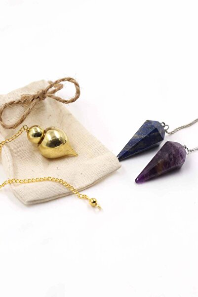 SAURACHI مجموعة مكونة من 3 قطع من الحجر الطبيعي اللازورد-حجر الجمشت-معلقة من ...