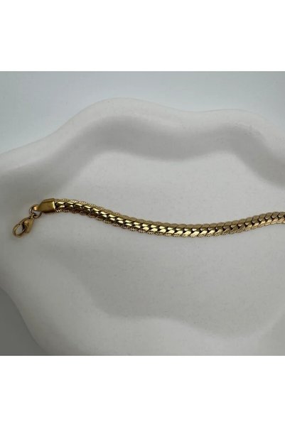 TAKIŞINA Steel Gold Unisex Thick Chain Detail Bracelet - Gold