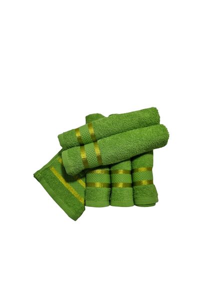 OEM Set 6 green hand towels, 30x50 cm, 100% cotton, 400 GSM