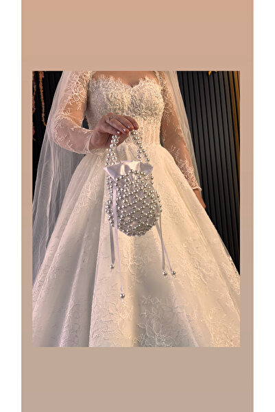 Rose Gelin kadife boncuk çanta şık Zarif davet ve düğün çantası En 14 cm boy ...