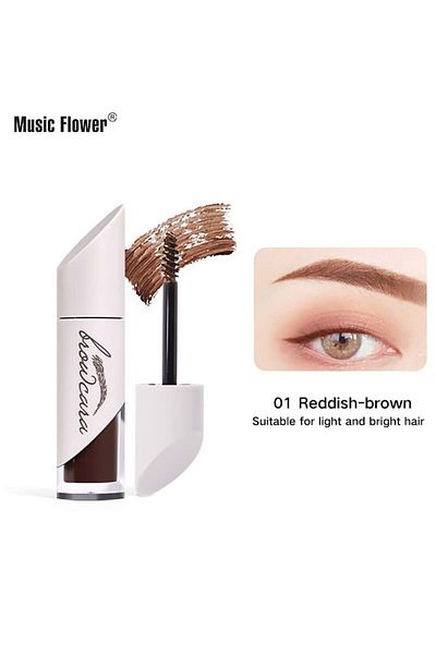 Music Flower Novel Eyebrow Cream Gel Long Lasting Waterproof (Reddish Brown)