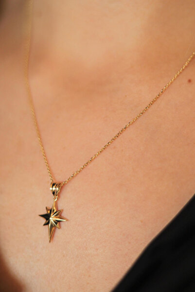 GÜLENLER ALTIN 14 Ayar Altın Minimal Kutup Yıldızı Kolye