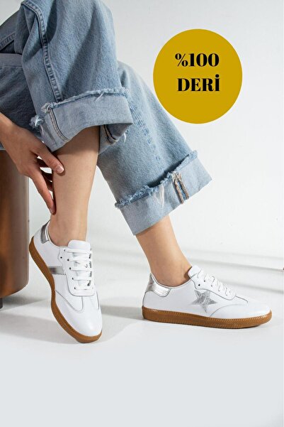 MODAONN Kadın İçi Dışı Hakiki Deri Casual Ayakkabı