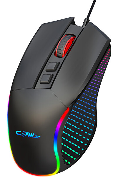 Claw's Crossfire V1 12800 Dpi Full Wide RGB Özel ABS Doku & Kablolu Gaming Mouse - Siyah