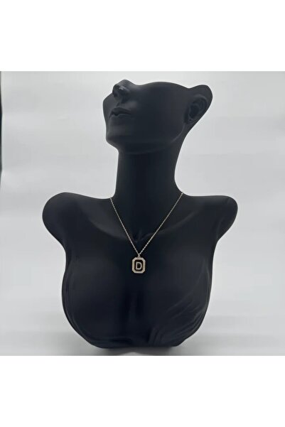 TAKIŞINA قلادة ذهبية بحرف D من السلسلة الخاصة مع تفاصيل حجرية - ذهبي