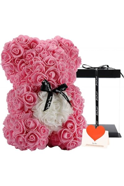 Karll Ursuleț Tykua Rose, roz/alb, 25 cm, cutie transparentă