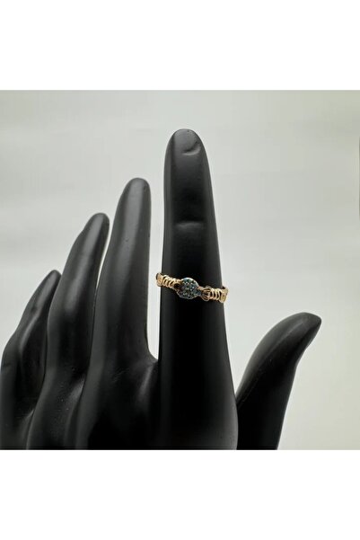 TAKIŞINA خاتم ذهبي بتصميم سمكة زرقاء صيفية - ذهبي