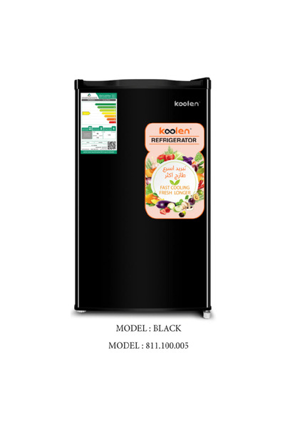 Koolen ثلاجة صغيرة ذات باب واحد مع خاصية إزالة الجليد - 3.2 قدم - 92 لتر - أسود