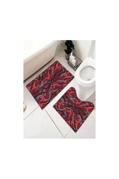 Raffine 2 Pieces Unique Geometric Printed Design Modern Style Luxury Water Absorbent Non-Slip