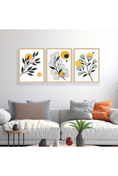 woodsia Set de pictură din lemn MDF cu aspect cadru 3 piese UCMD SET1092