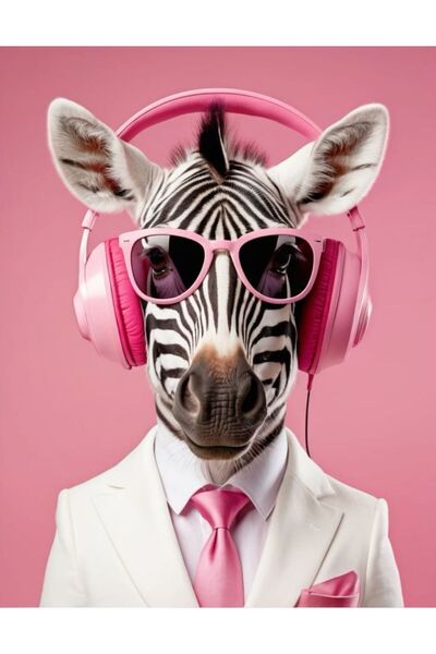 özkacar TAKIM ELBİSE MÜZİK DİNLEYEN ZEBRA EV DUVAR SALON GÜZELLİK SALONU OFİS...