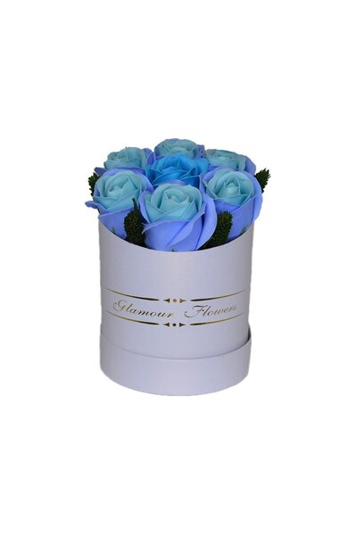 FY FashionForYou Aranjament floral Glamour, cutie rotundă cu 7 trandafiri de săpun