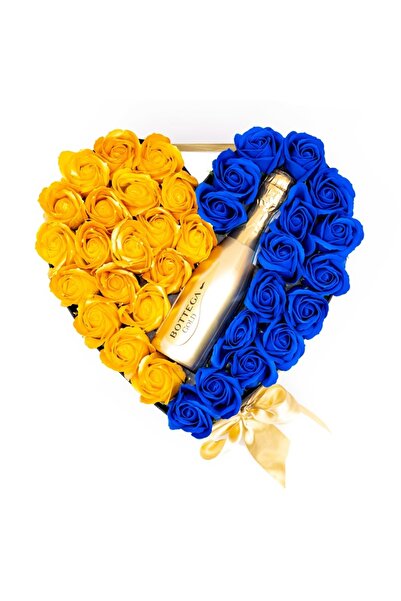 Colorissima Aranjament floral Bottega Blue Gold, 35 trandafiri de săpun, Colorissima, 30 cm