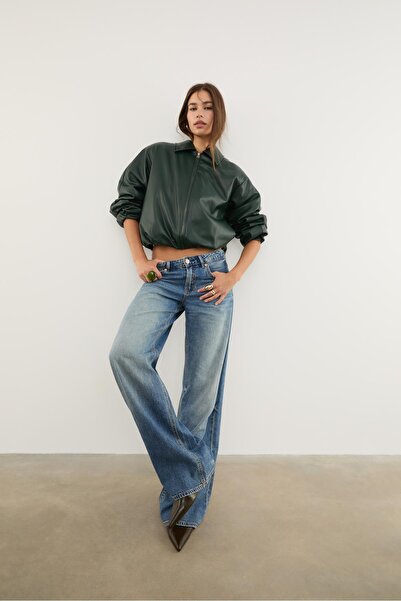 Stradivarius Faux leather quilted bomber jacket