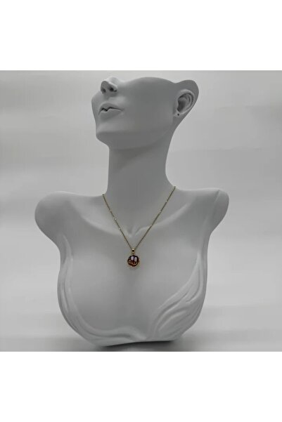 TAKIŞINA Steel Vintage Art Necklace Series: Round Model Pearl Detail - Gold