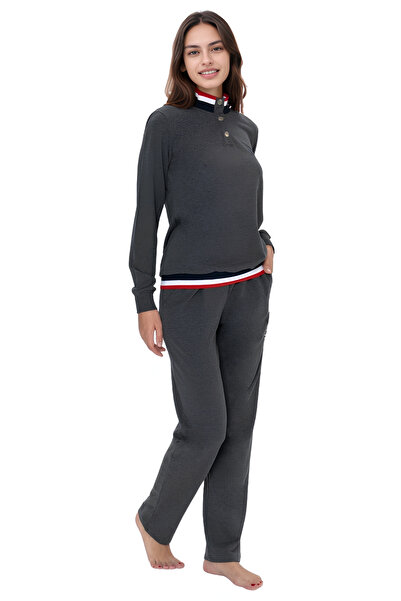 U.S. Polo Assn. Women's Long Sleeve Cotton Stylish and Comfortable Stand Collar Pajama Set