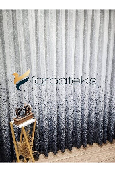 farbateks Новий дизайн Синя тюлева штора з візерунком «Серпінті» 2-шарова плісирована