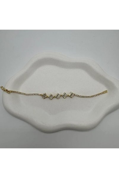 TAKIŞINA Special Series Gold Square Stone Detail Waterway Bracelet - Gold