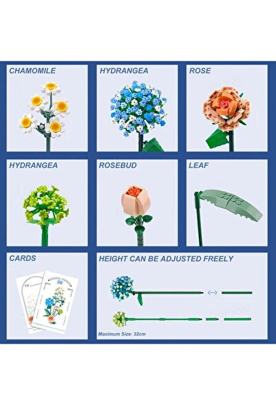 Yelajoy Mini Bricks Flower Bouquet Building Sets,680 Pieces Artificial Flowers Collection DIY Decorate