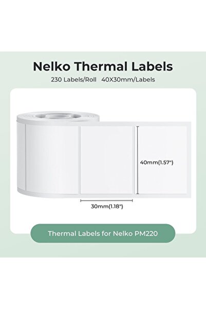 Nelko PM220 Label Maker Tape, Customized Label Printing Paper, 40 x 30 mm, Standard Laminated Office