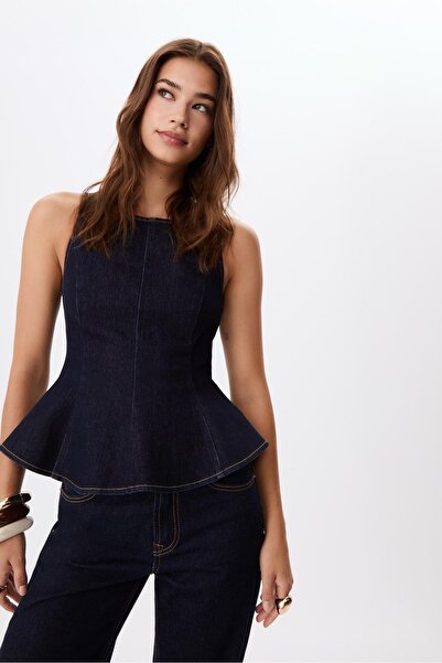 Stradivarius Kolsuz denim peplum top