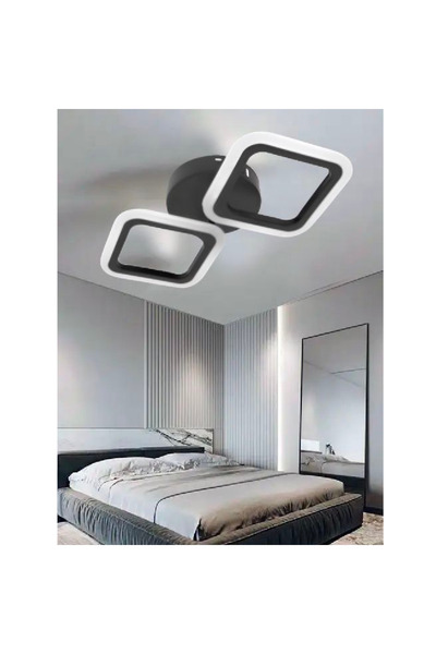 KORMAN TECHNIK LED Chandelier PULSARIS 22W, 2 Squares, Cold/Warm/Neutral light, Black