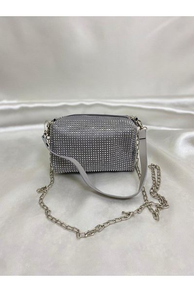 owwon Women's Mini Stone Suede Chain Hand and Shoulder Bag