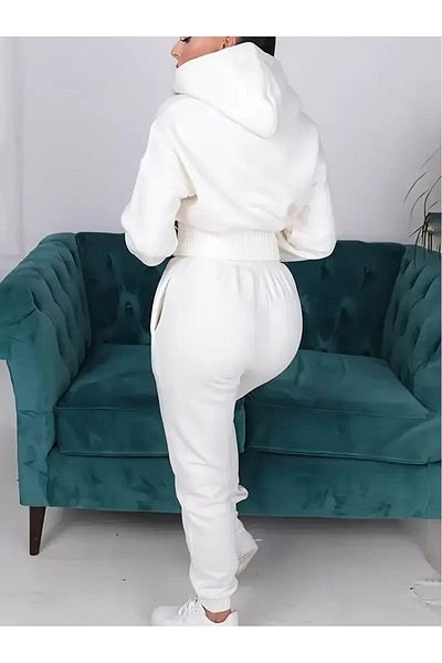 aynewmoda Women's Casual Polyester 2 Piece Printed Hooded Sweatshirt with Pockets Fall/Winter