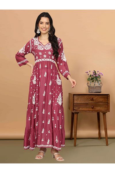 alaya Women Chikankari Hand Embroidered Muslin Jalabiya-AL4044