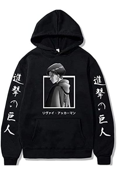 aynewmoda Anime Character Printed Hoodie, Long Sleeves and Hooded Collar,
