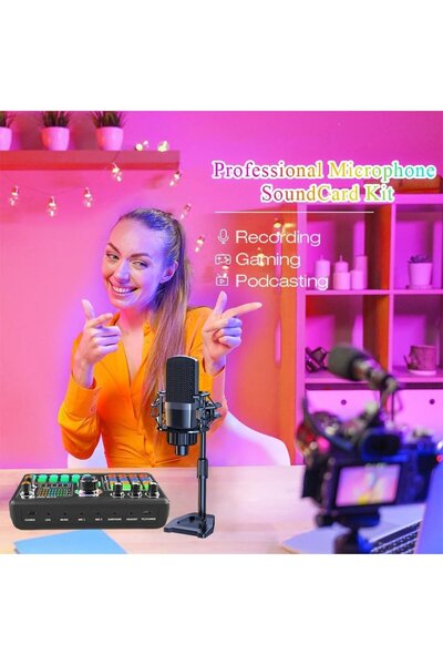 NEVARSA Zealaound Podcast Microphone Sound Card Kit Pc Smartphone Laptop