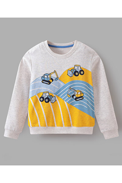 SAPS Full Sleeves Vehicles Printed Sweatshirt - Light Grey