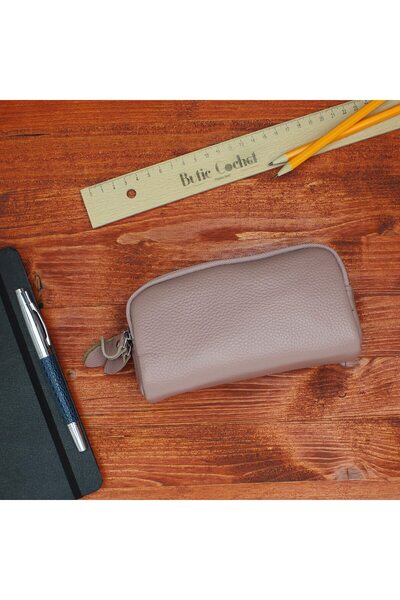 OEM Purse style wallet, hand-held, made of genuine leather, ButicCochet, 17x9x5 cm, Ash pink - PR895