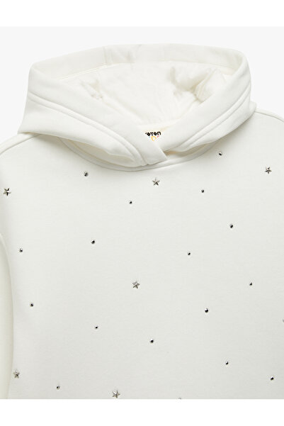 Koton Φούτερ με κουκούλα Oversize για κορίτσια εκρού 6Wkg10207Ak