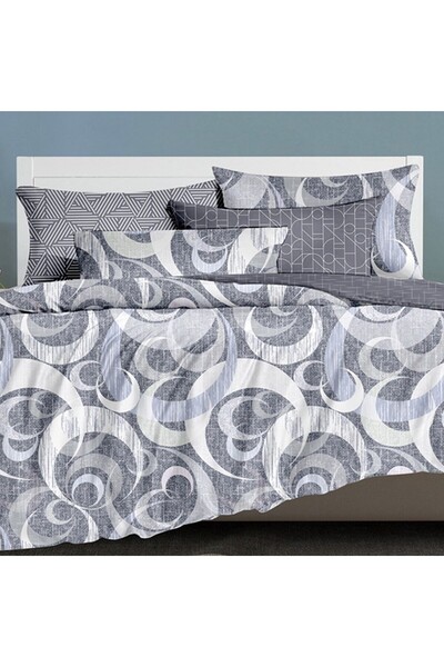 Favourite Vivert Grey Multicolor Print Comforter Set King, Double 6 Piece Set