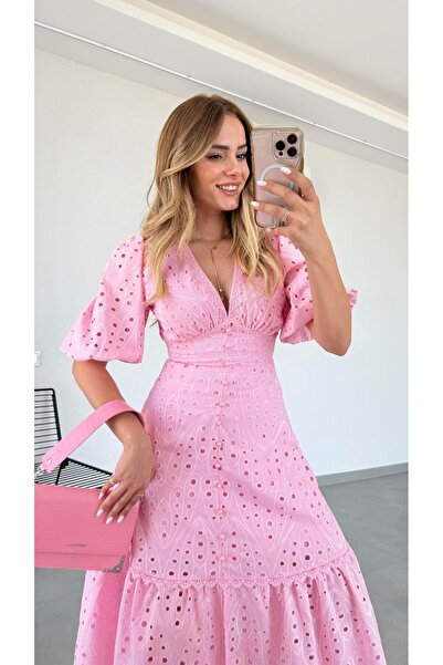 pelin yıldız butik Quinn V Yaka Fisto Elbise