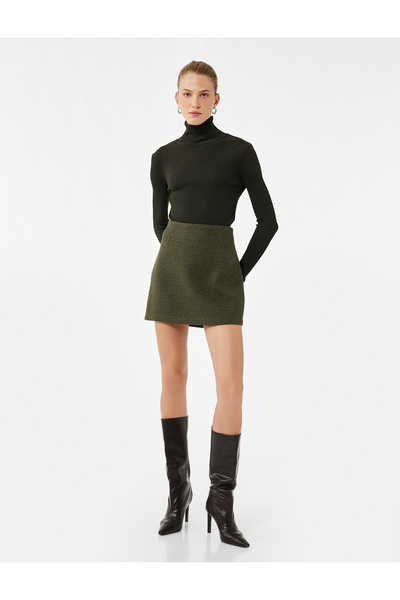 Koton Standard Waist A-Line Mini Tweed Skirt