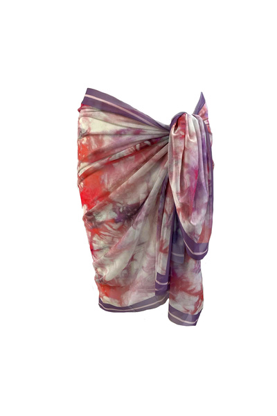 tarzınısec Women's Underwear Showing Transparent Pareo – Pink Tie-Dye Patterned Summer Beach Shawl |   Lightweight and Stylish