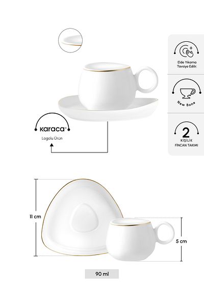 Karaca Streamline Tribe Coffee Cup for 2 Persons 90 ml