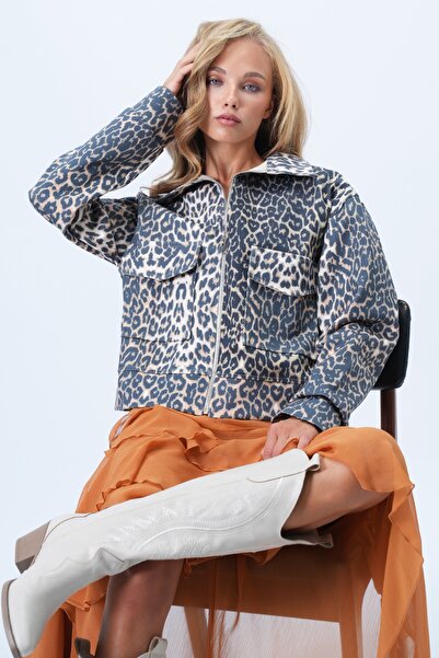 Trend Alaçatı Stili Women's Brown Beige Double Pocket Zippered Jacket Alc-X13275