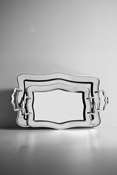 Nehir Zincir 2'li Sade Çelik Tepsi Seti