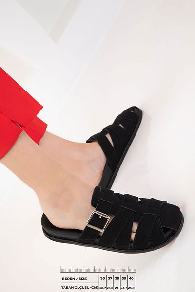 SOHO Black Suede Women's Slippers 20700