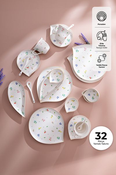Emsan Daisy Porcelain 32 Pieces Breakfast Set for 6